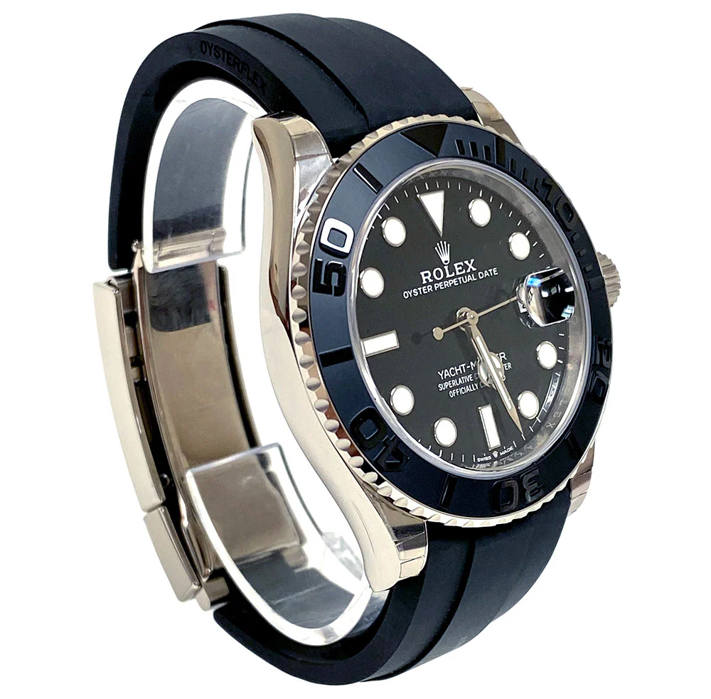 Rolex White Gold Yacht-Master 42 Watch - Black Dial - Oysterflex Strap - Image 4